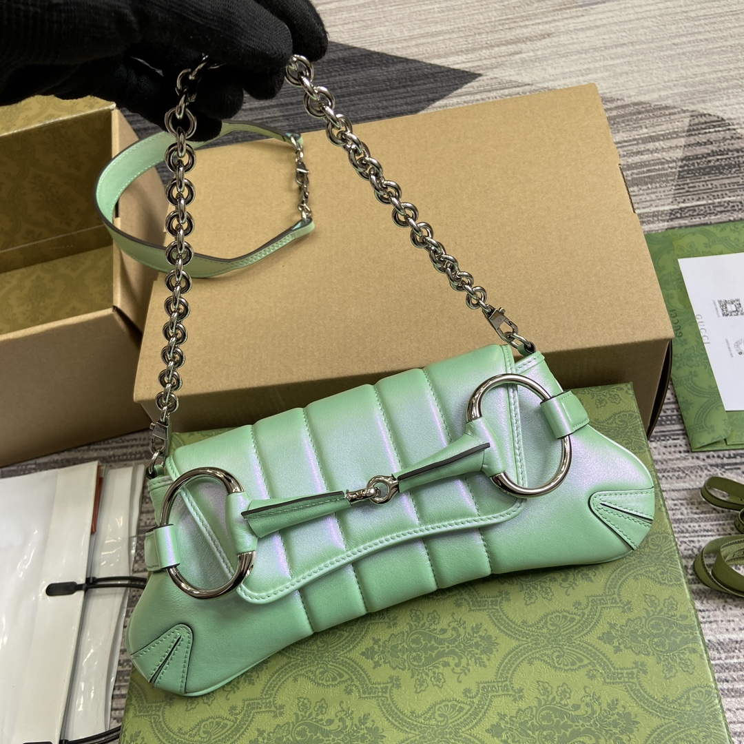 Gucci 764339 Gucci Horsebit Chain Small Shoulder Bag Symphony green - Default Title - View 4