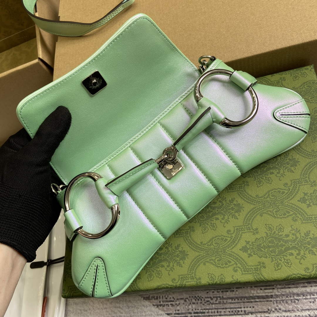 Gucci 764339 Gucci Horsebit Chain Small Shoulder Bag Symphony green - Default Title - View 7