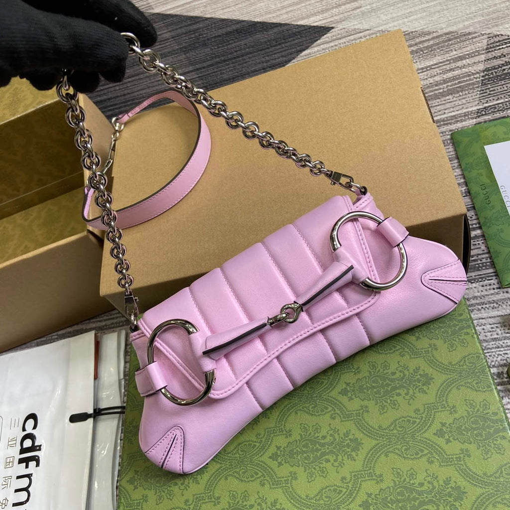 Gucci 764339 Gucci Horsebit Chain Small Shoulder Bag Symphony powder