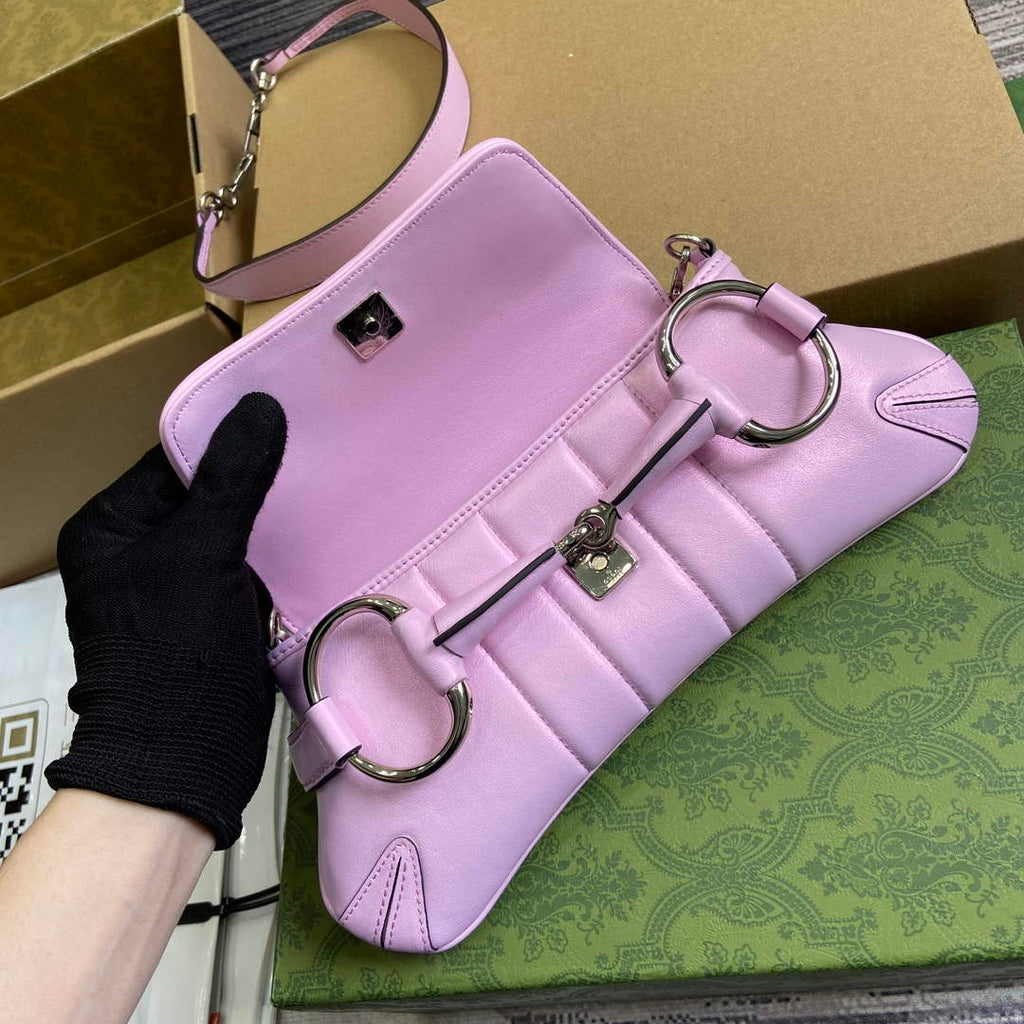 Gucci 764339 Gucci Horsebit Chain Small Shoulder Bag Symphony powder