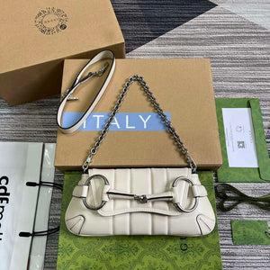 Gucci 764339 Gucci Horsebit Chain Small Shoulder Bag White - Default Title - View 1