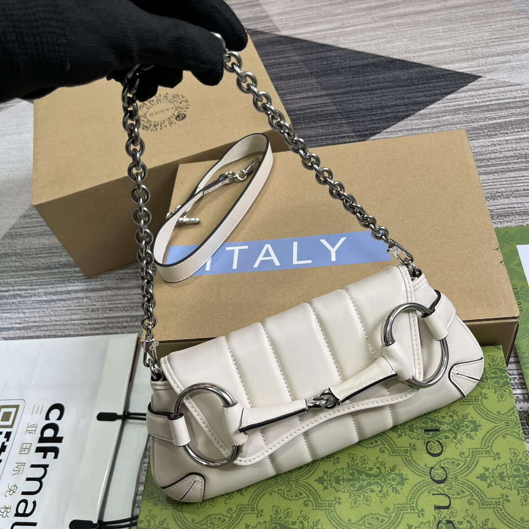 Gucci 764339 Gucci Horsebit Chain Small Shoulder Bag White - Default Title - View 4