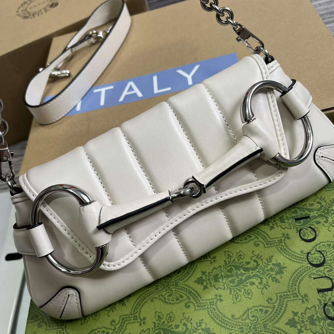 Gucci 764339 Gucci Horsebit Chain Small Shoulder Bag White - Default Title - View 5