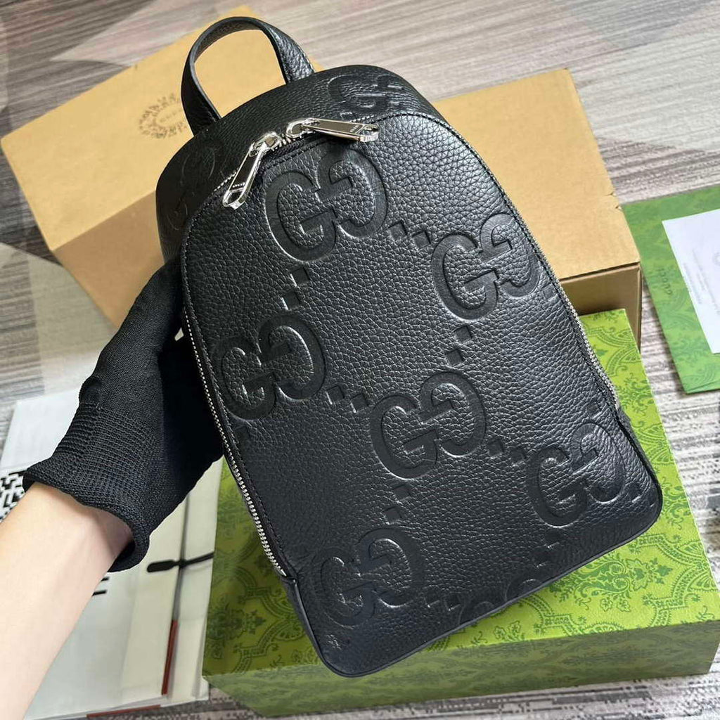 Gucci 766937 Jumbo GG Crossbody Bag Black