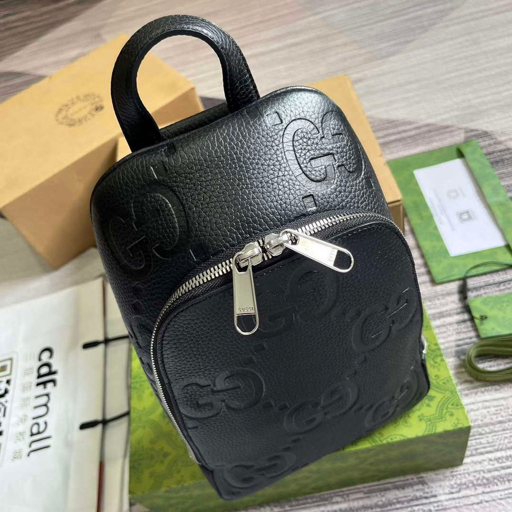 Gucci 766937 Jumbo GG Crossbody Bag Black