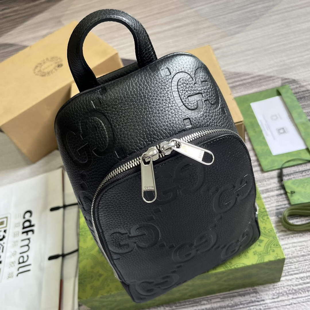 Gucci 766937 Jumbo GG Crossbody Bag Black