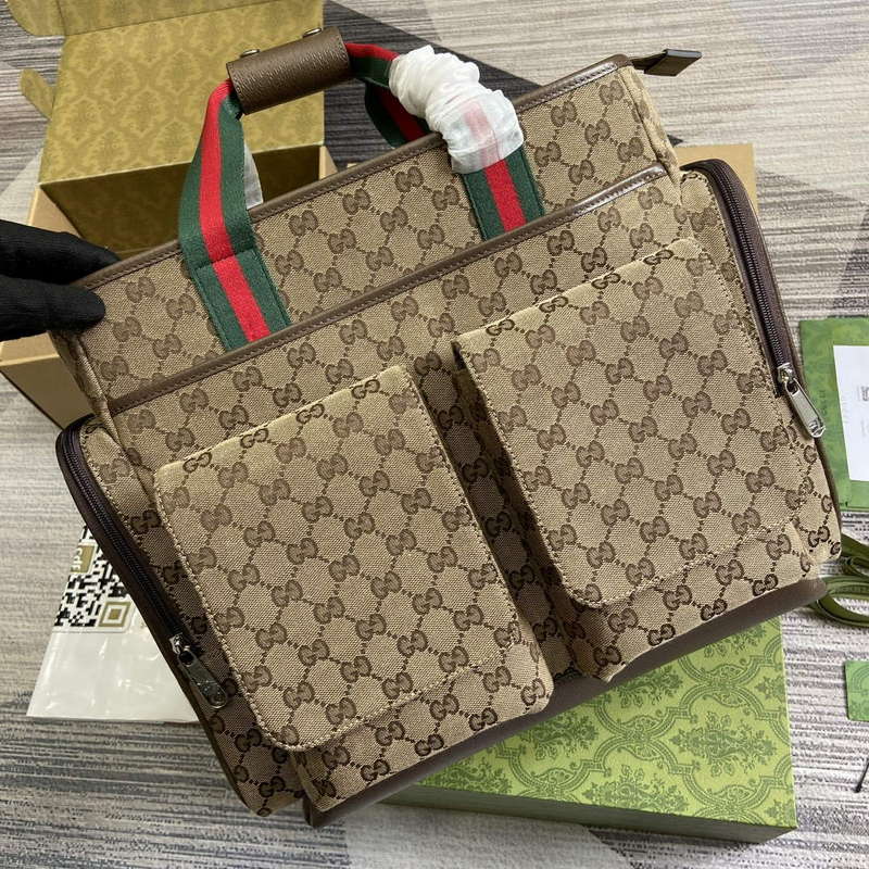 Gucci 768116 Original GG Diaper Bag Brown