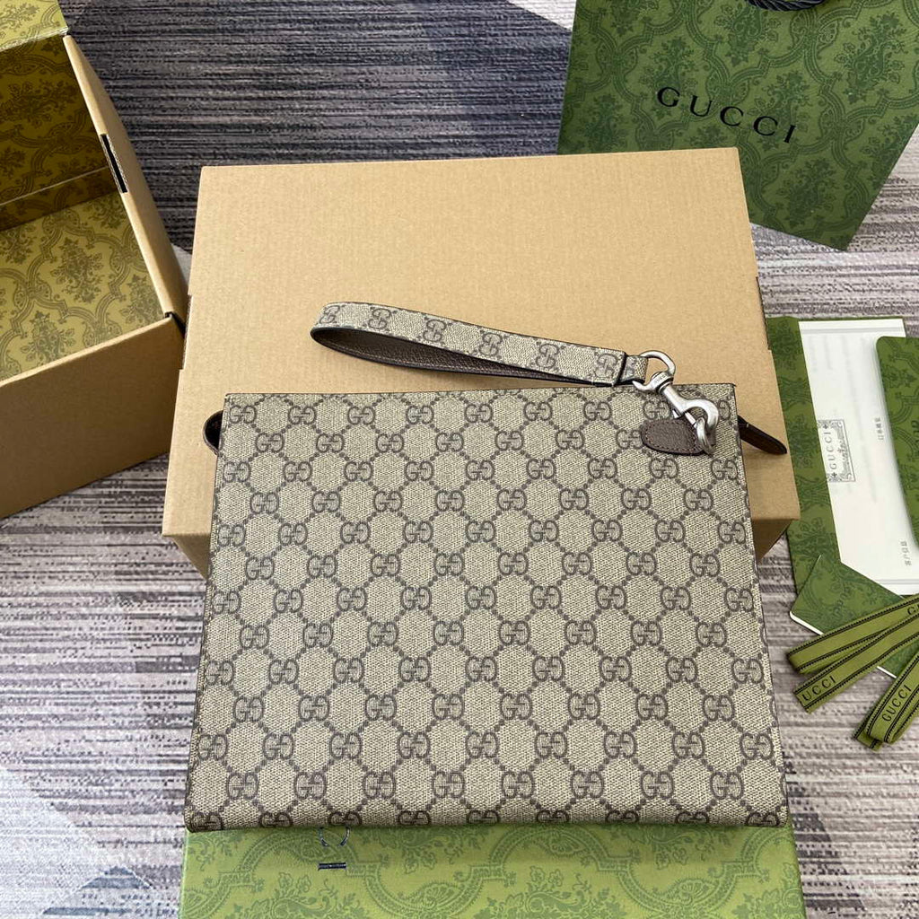 Gucci 768255 GG pouch with GG detail Dark Gray