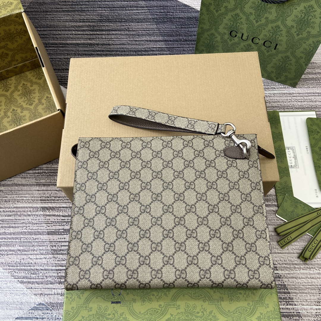Gucci 768255 GG pouch with GG detail Dark Gray