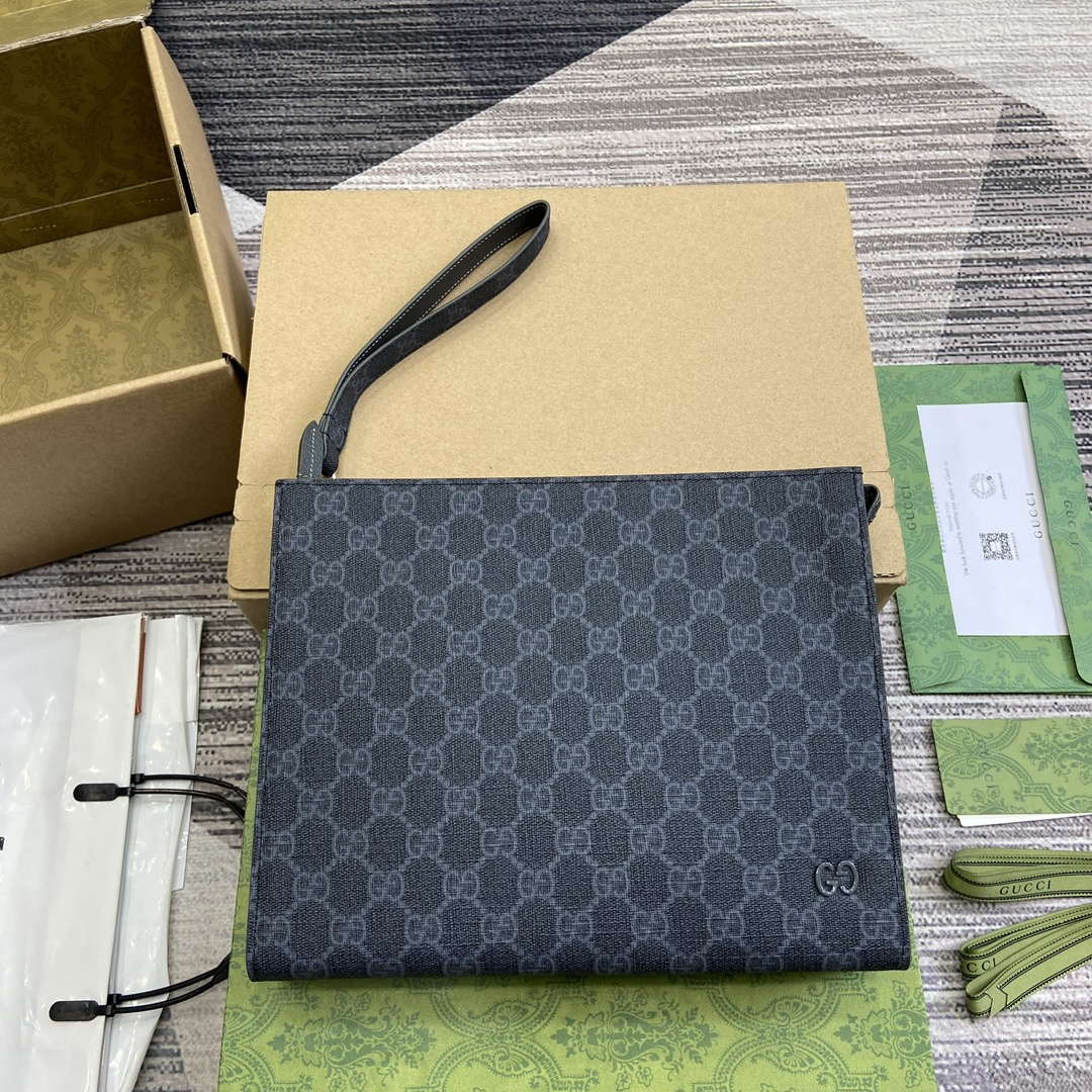 Gucci 768255 GG pouch with GG detail Black
