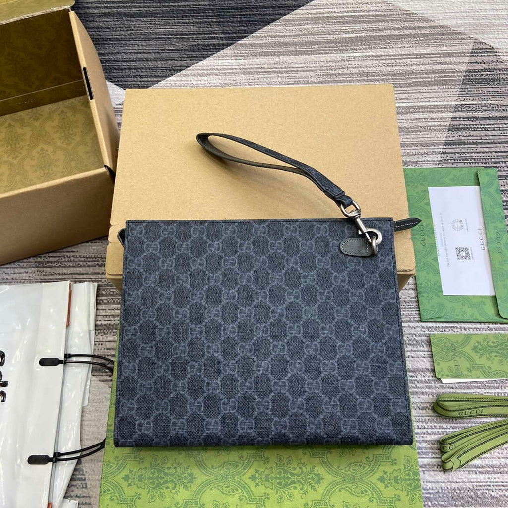 Gucci 768255 GG pouch with GG detail Black