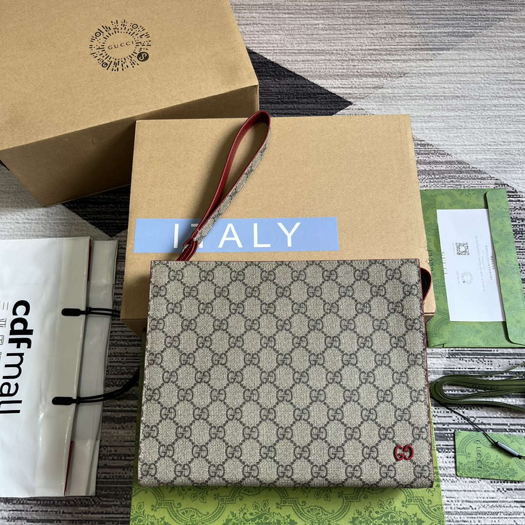 Gucci 768255 GG pouch with GG detail Red - Default Title - View 1