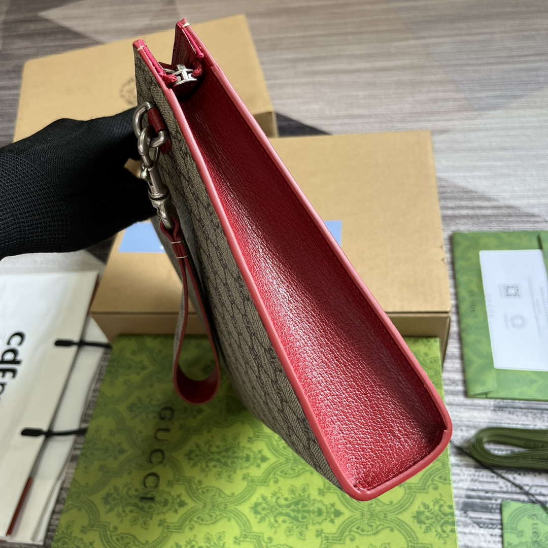 Gucci 768255 GG pouch with GG detail Red