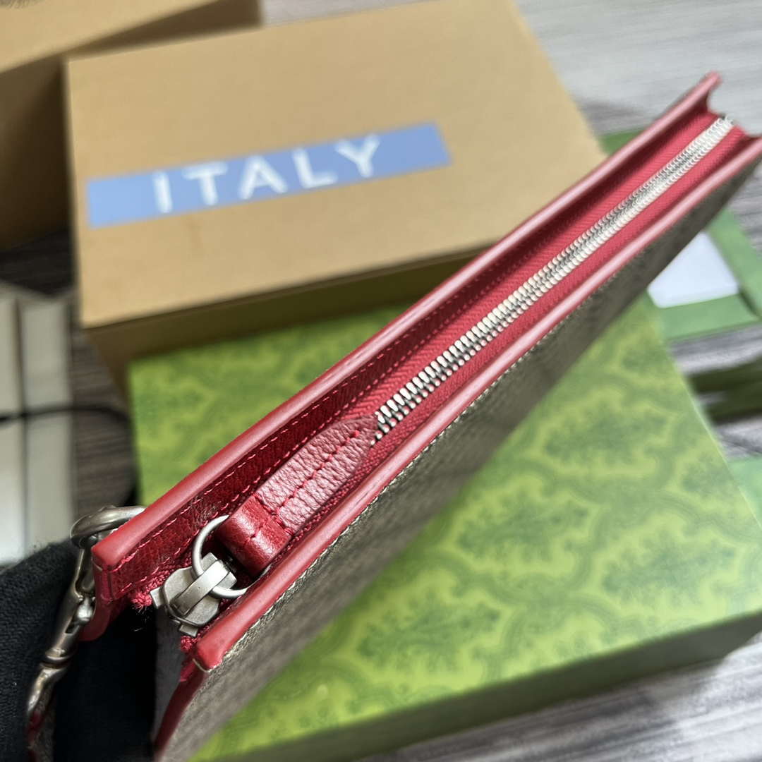 Gucci 768255 GG pouch with GG detail Red - Default Title - View 7