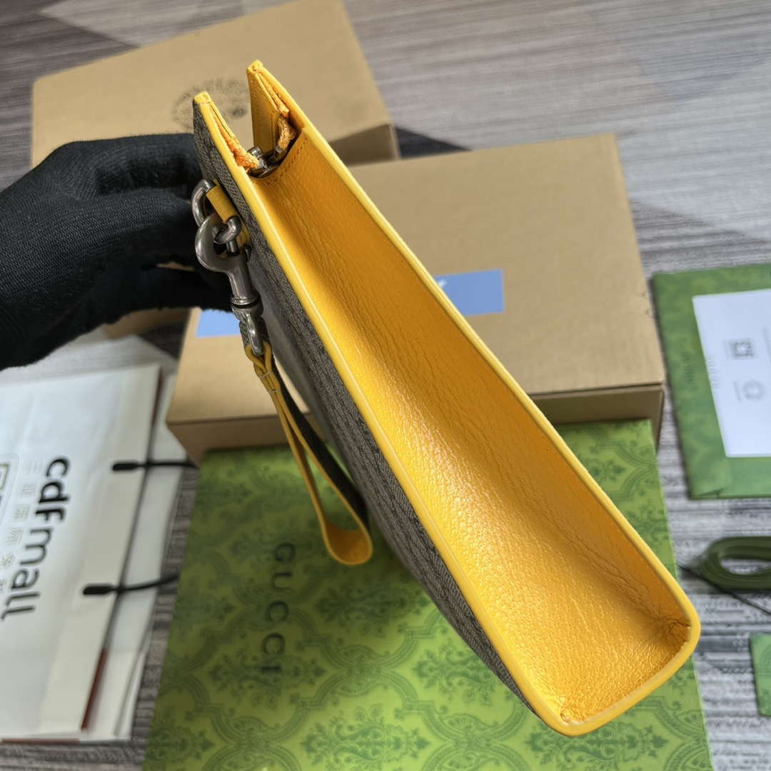 Gucci 768255 GG pouch with GG detail Yellow - Default Title - View 4