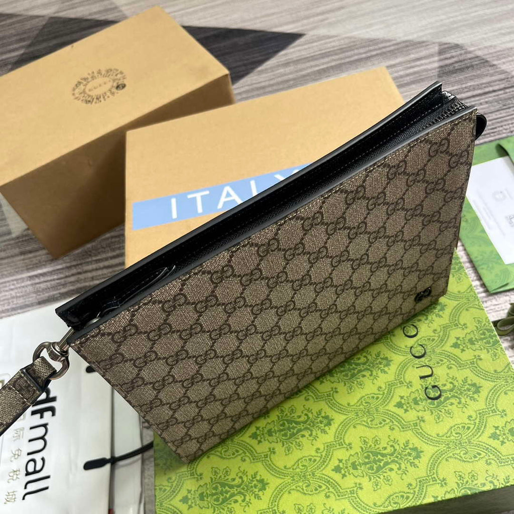 Gucci 768255 GG pouch with GG detail Beige and Black