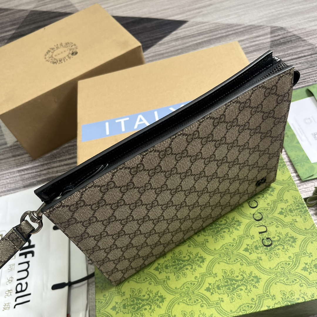 Gucci 768255 GG pouch with GG detail Beige and Black