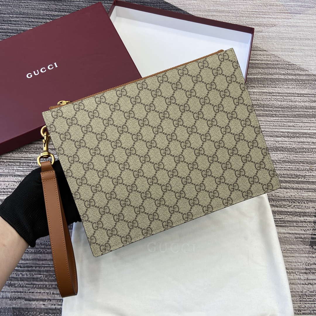 Gucci 768255 GG pouch with GG detail Beige - Default Title - View 1