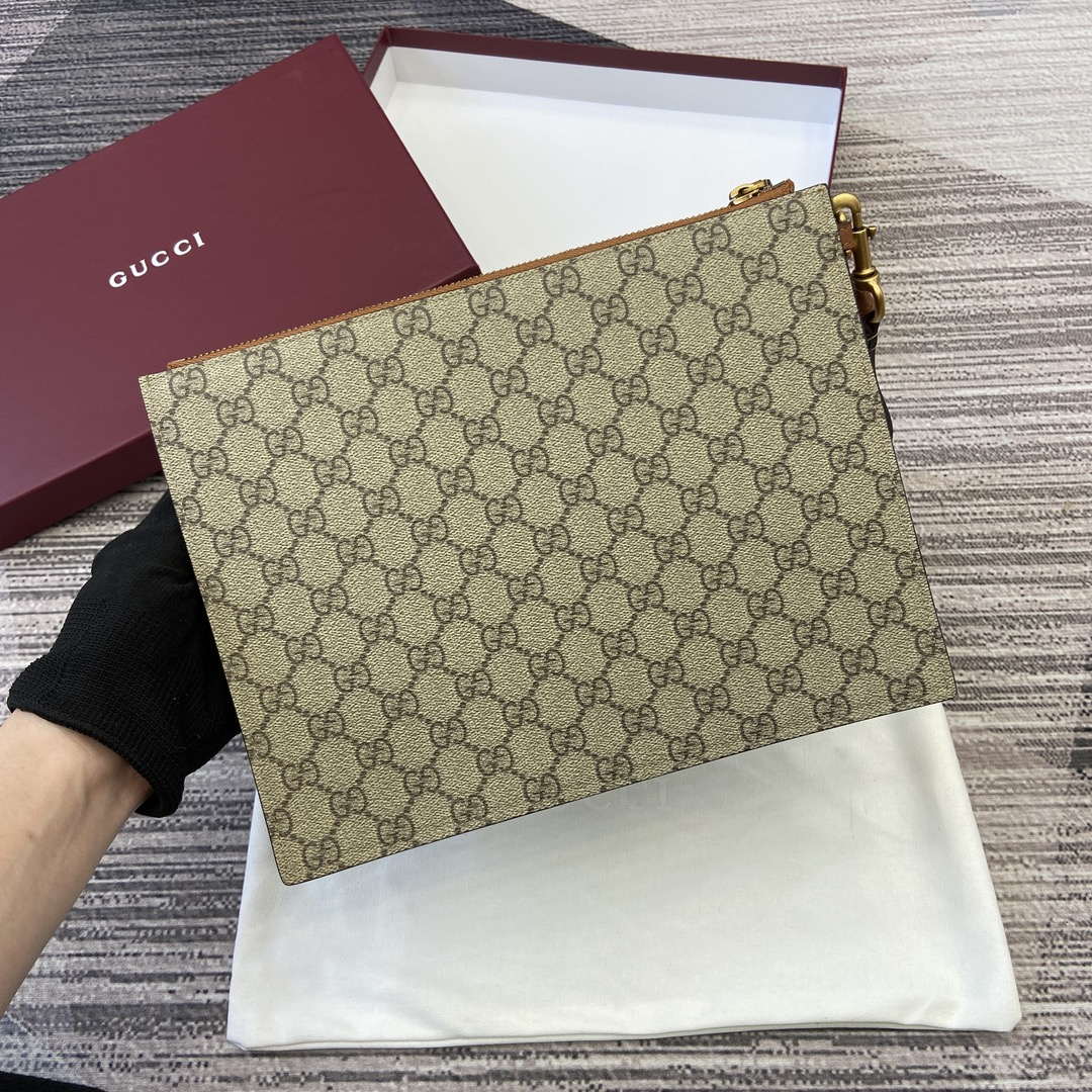 Gucci 768255 GG pouch with GG detail Beige