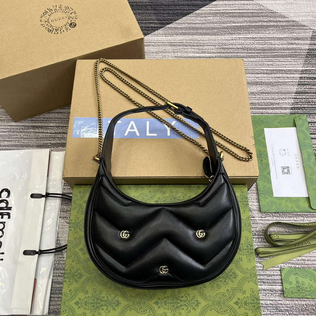 Gucci 770983 GG Marmont Half Moon Shaped Mini Bag Black - Default Title - View 2