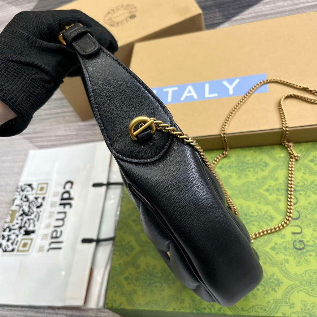 Gucci 770983 GG Marmont Half Moon Shaped Mini Bag Black