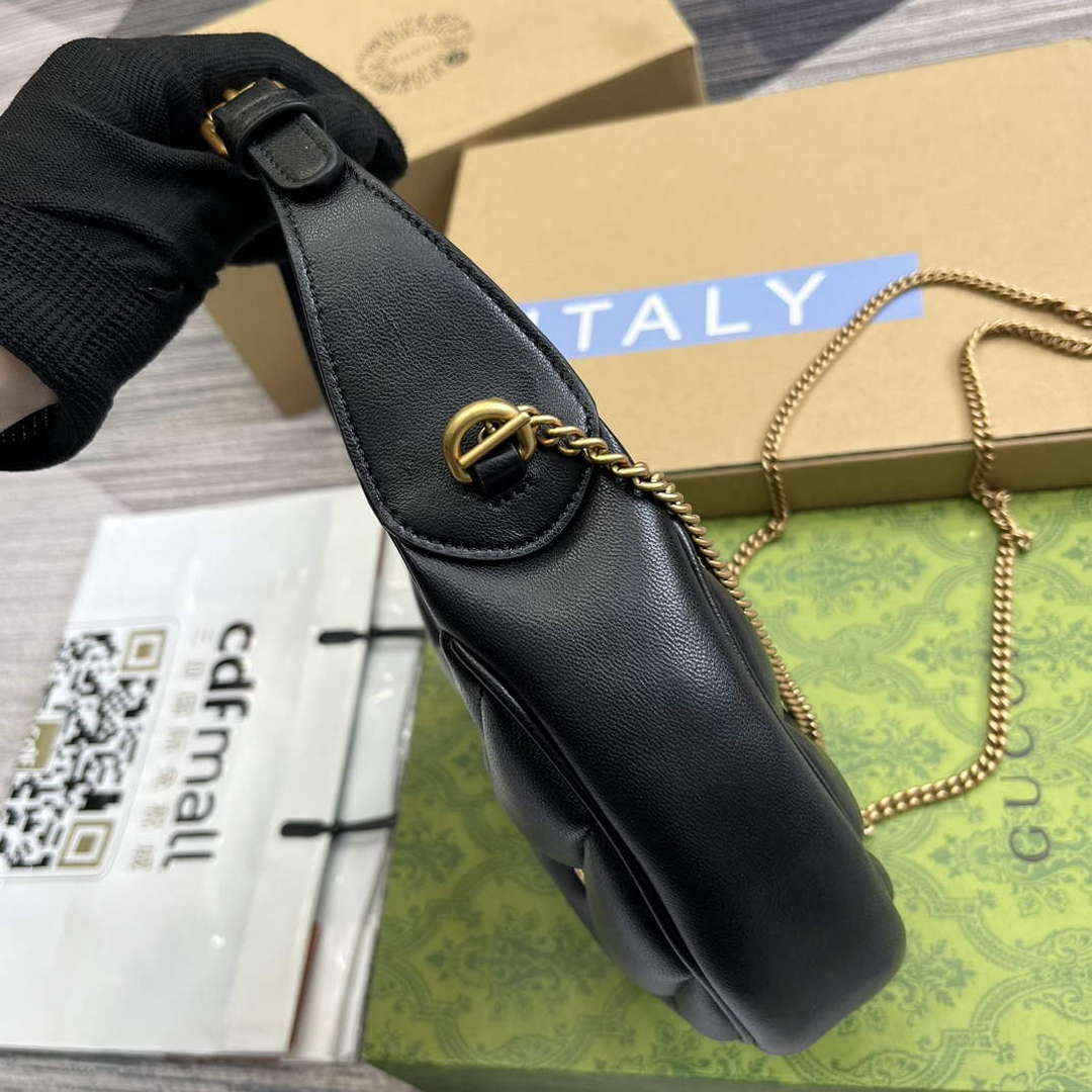 Gucci 770983 GG Marmont Half Moon Shaped Mini Bag Black