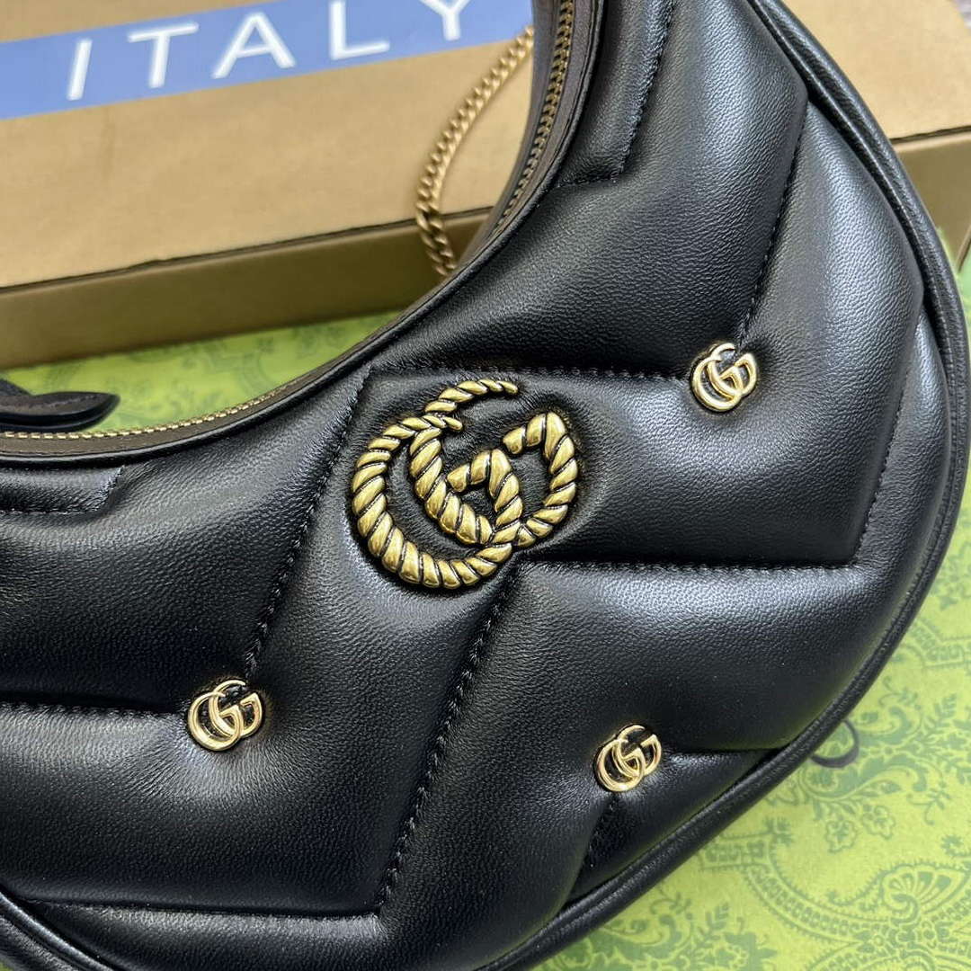 Gucci 770983 GG Marmont Half Moon Shaped Mini Bag Black - Default Title - View 5