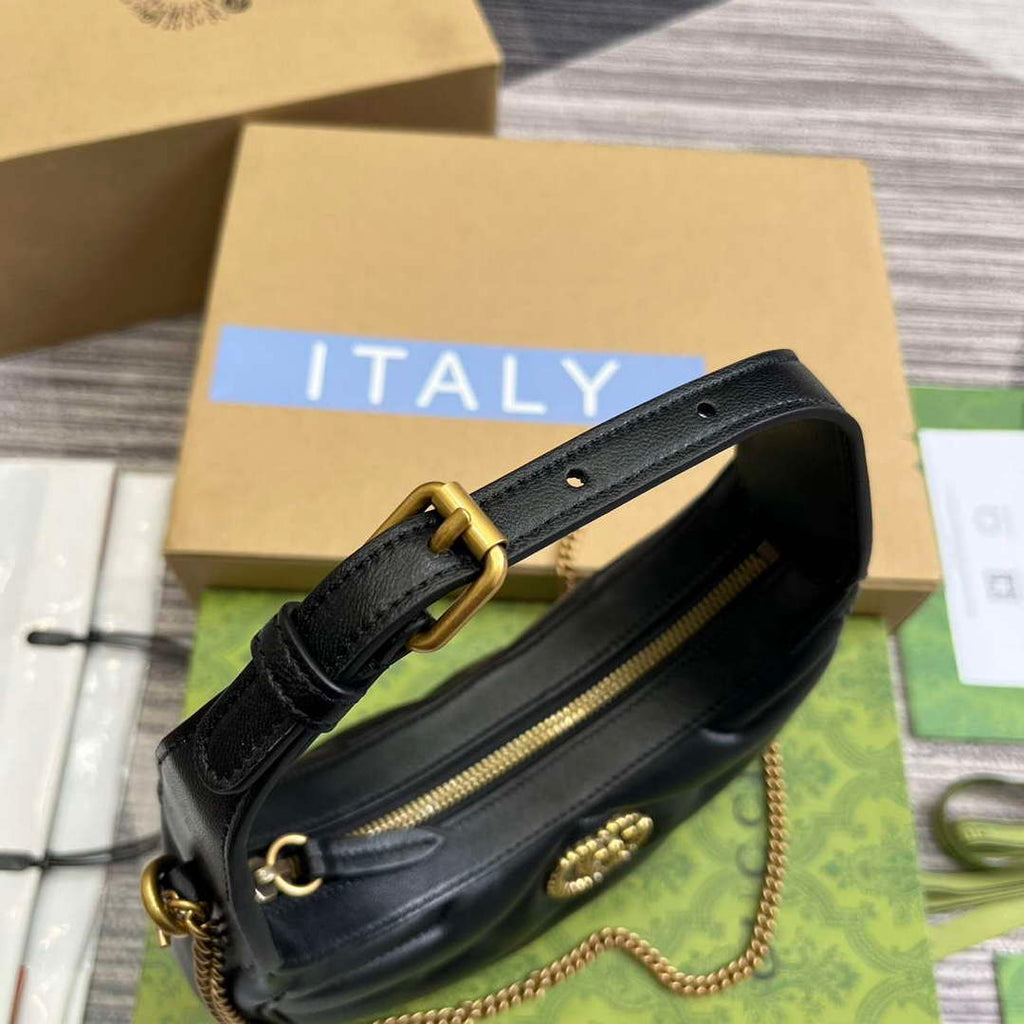 Gucci 770983 GG Marmont Half Moon Shaped Mini Bag Black