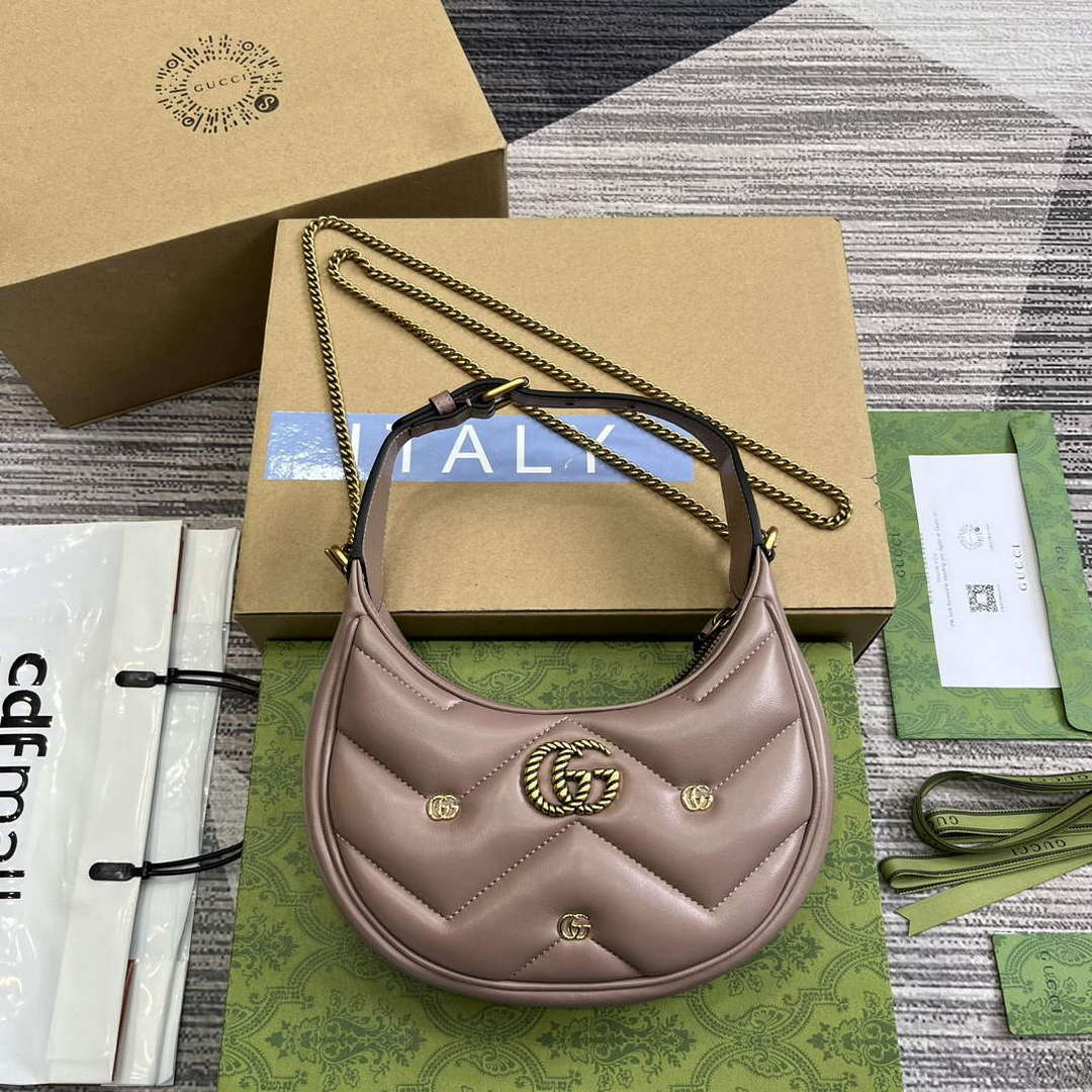 Gucci 770983 GG Marmont Half Moon Shaped Mini Bag Light pink - Default Title - View 1
