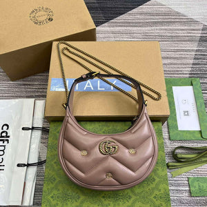 Gucci 770983 GG Marmont Half Moon Shaped Mini Bag Light pink - Default Title - View 1