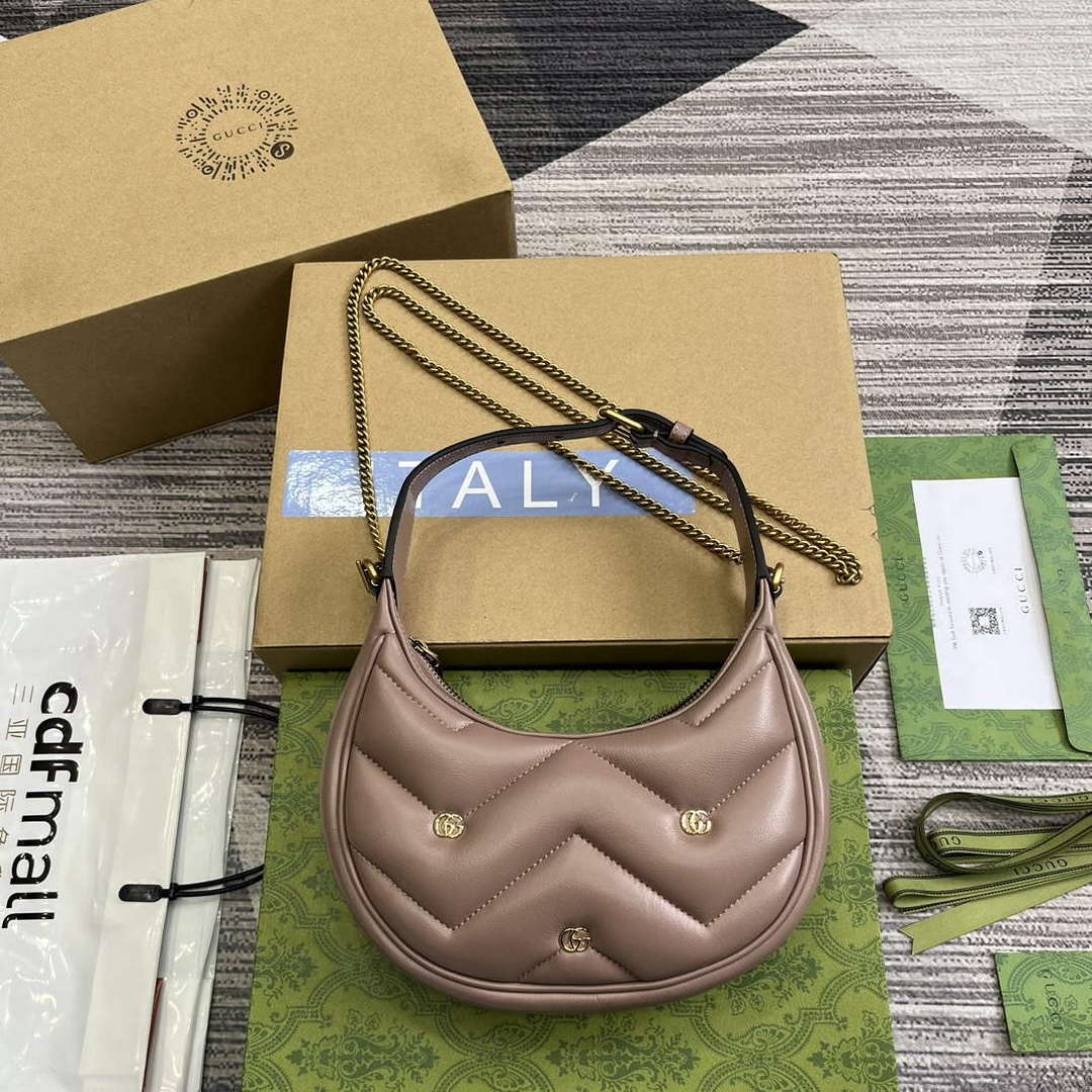 Gucci 770983 GG Marmont Half Moon Shaped Mini Bag Light pink