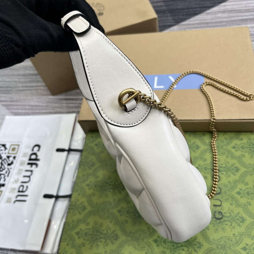 Gucci 770983 GG Marmont Half Moon Shaped Mini Bag White