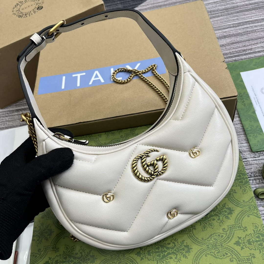 Gucci 770983 GG Marmont Half Moon Shaped Mini Bag White - Default Title - View 4