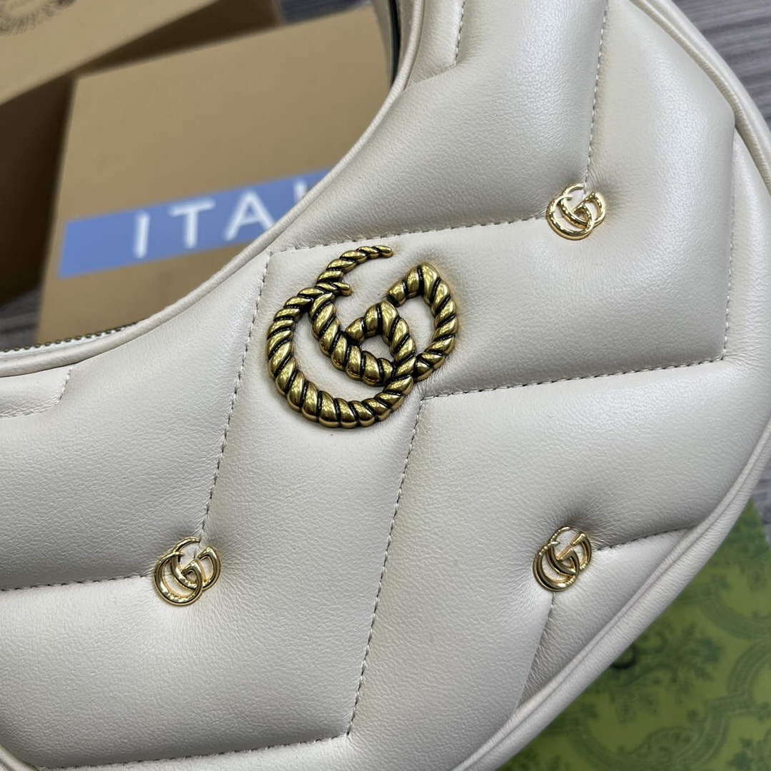 Gucci 770983 GG Marmont Half Moon Shaped Mini Bag White - Default Title - View 5