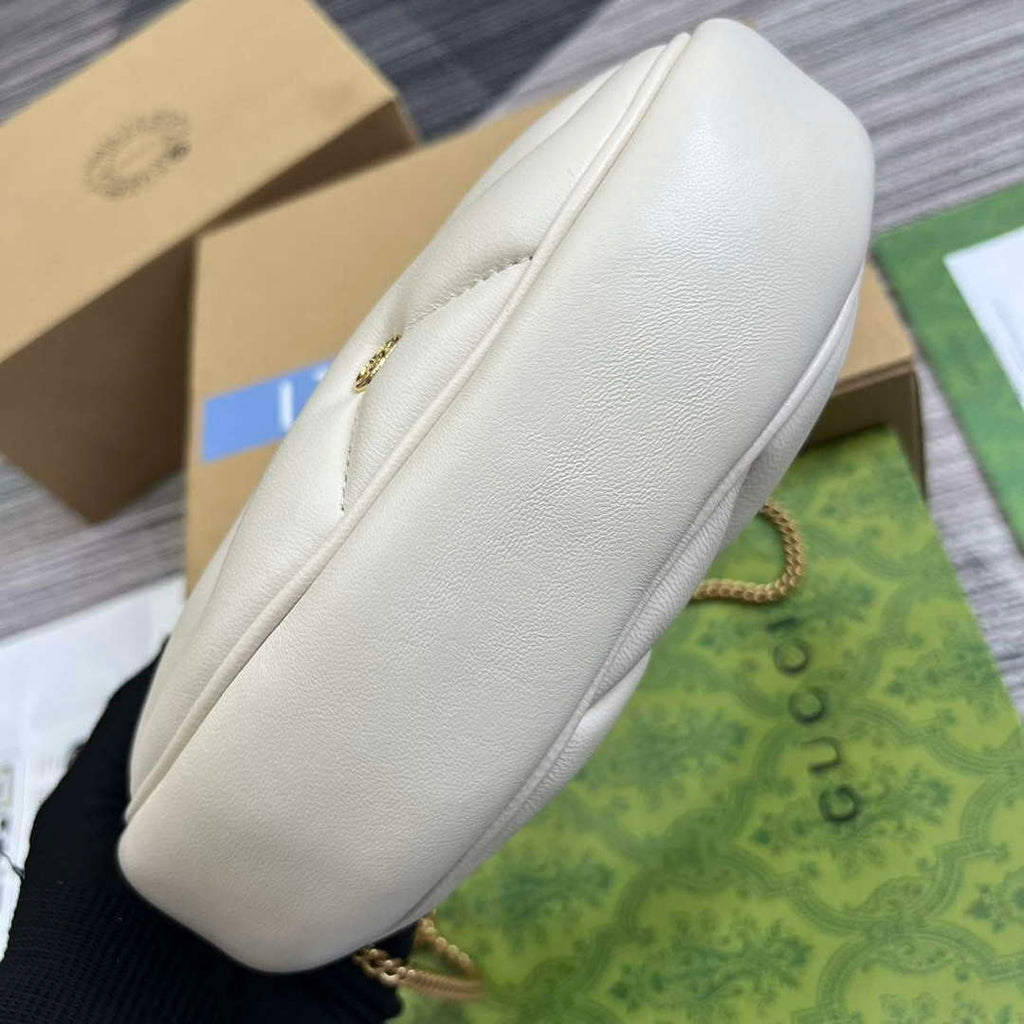 Gucci 770983 GG Marmont Half Moon Shaped Mini Bag White