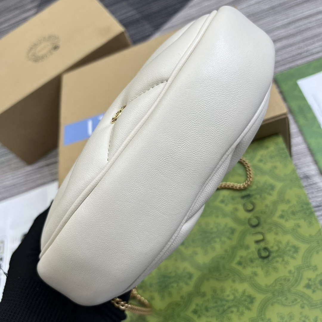 Gucci 770983 GG Marmont Half Moon Shaped Mini Bag White - Default Title - View 6