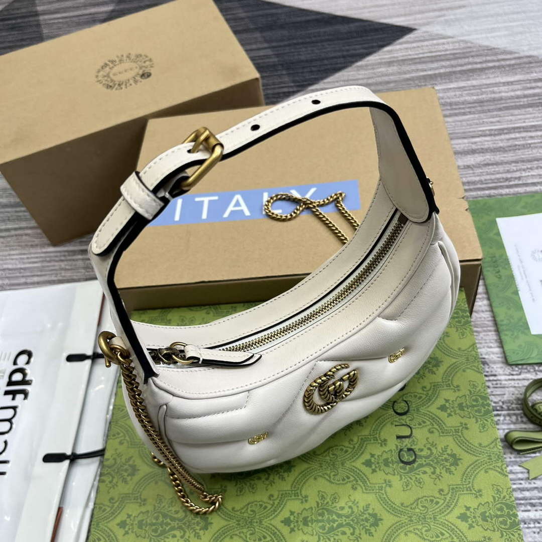 Gucci 770983 GG Marmont Half Moon Shaped Mini Bag White - Default Title - View 7