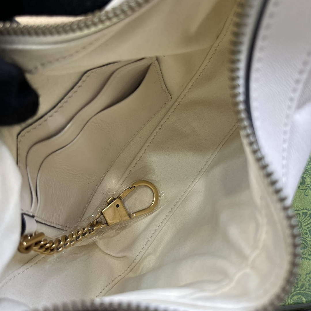 Gucci 770983 GG Marmont Half Moon Shaped Mini Bag White