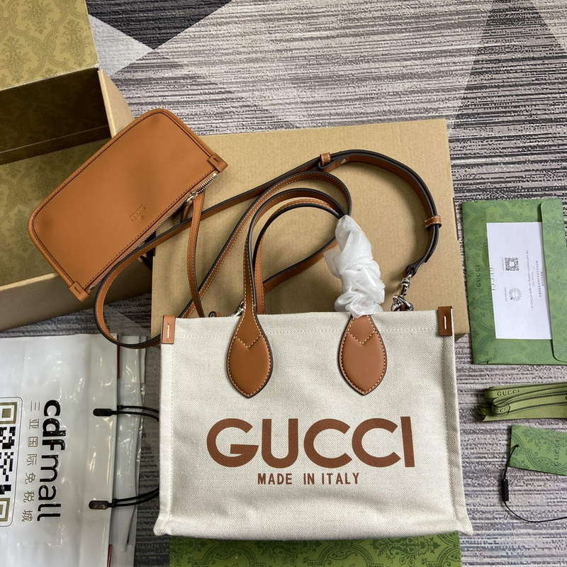 Gucci 772144 Mini Tote Bag With Gucci Print Light brown - Default Title - View 1