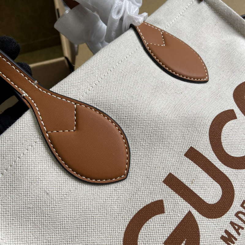Gucci 772144 Mini Tote Bag With Gucci Print Light brown
