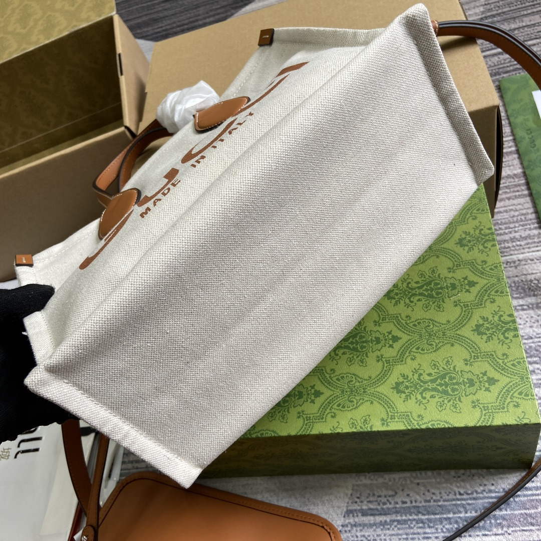 Gucci 772144 Mini Tote Bag With Gucci Print Light brown - Default Title - View 7