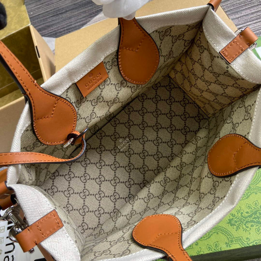 Gucci 772144 Mini Tote Bag With Gucci Print Light brown