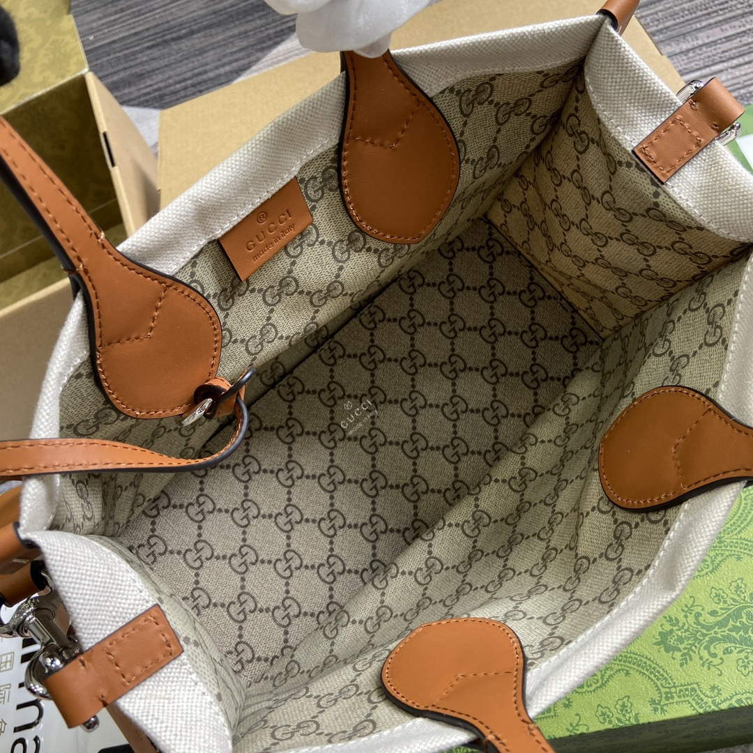 Gucci 772144 Mini Tote Bag With Gucci Print Light brown