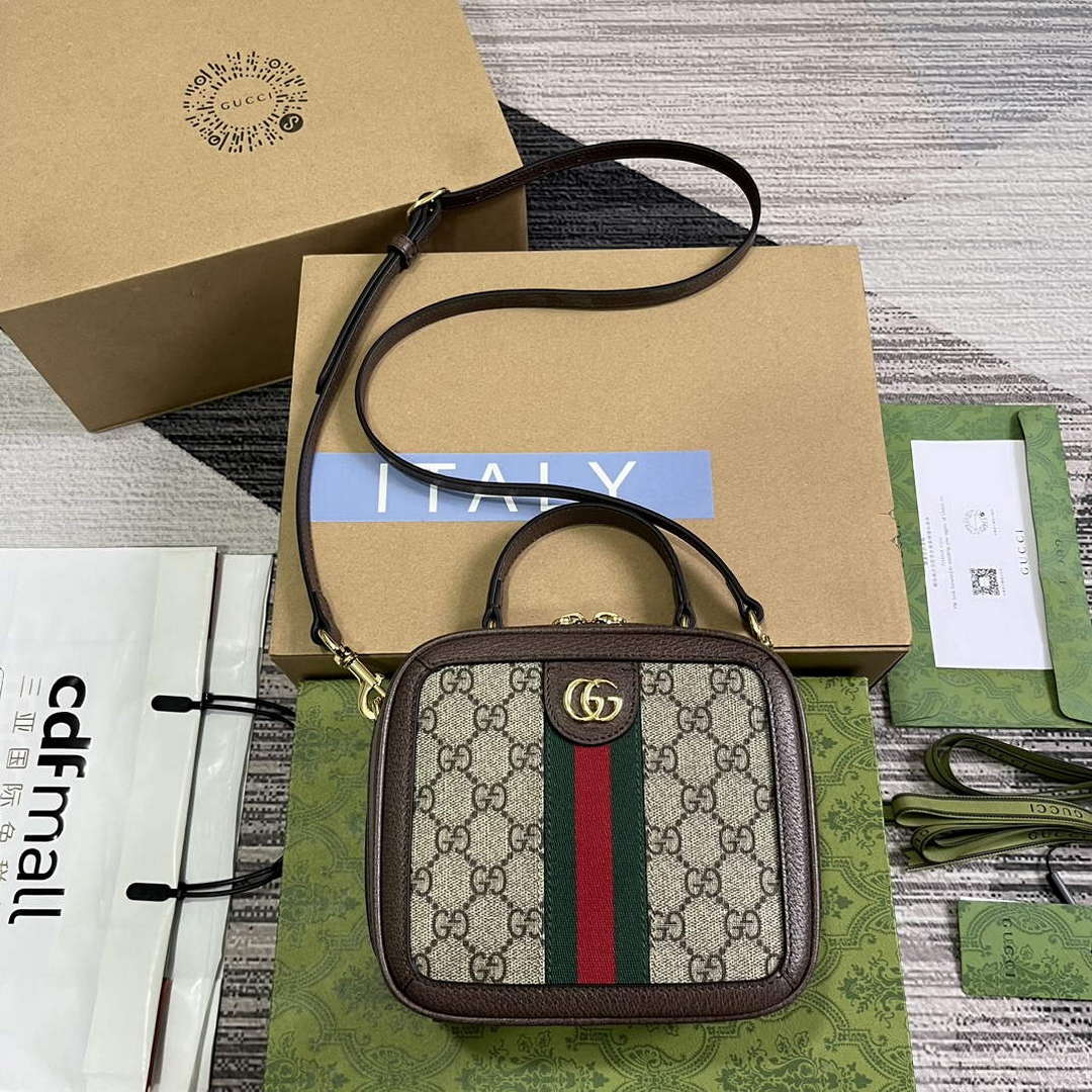 Gucci 772157 Ophidia GG Mini Top Handle Bag Brown - Default Title - View 1
