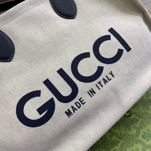 Gucci 772176 Medium Tote Bag With Gucci Print Black leather trim - Default Title - View 7