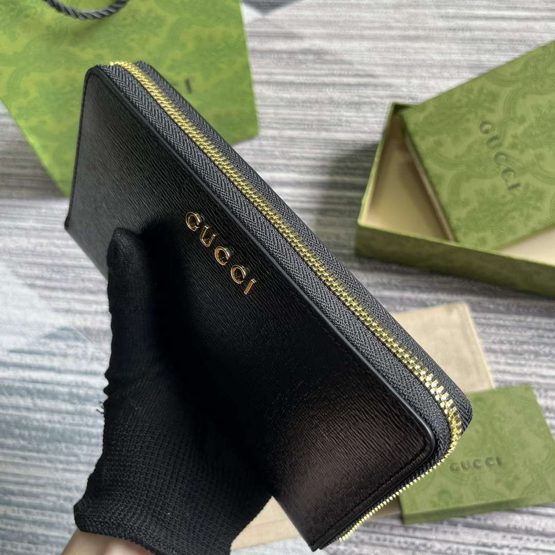 Gucci 772642 Zip Around Wallet With Gucci Script Black - Default Title - View 6