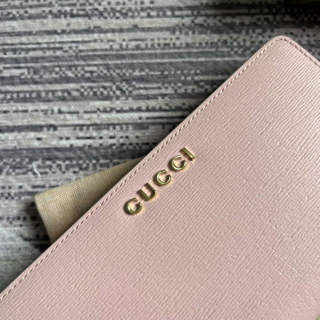 Gucci 772642 Zip Around Wallet With Gucci Script Light Pink - Default Title - View 7