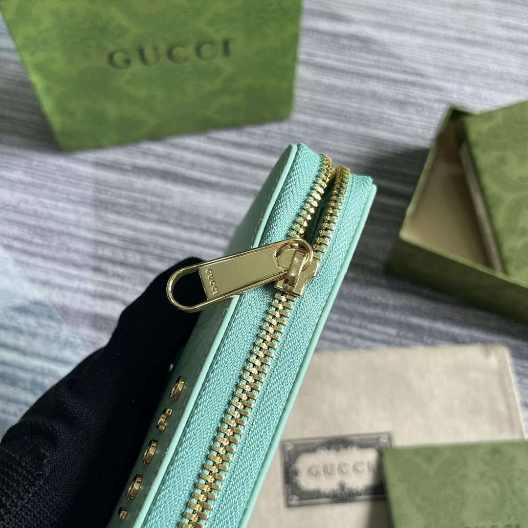 Gucci 772642 Zip Around Wallet With Gucci Script Pale green - Default Title - View 7