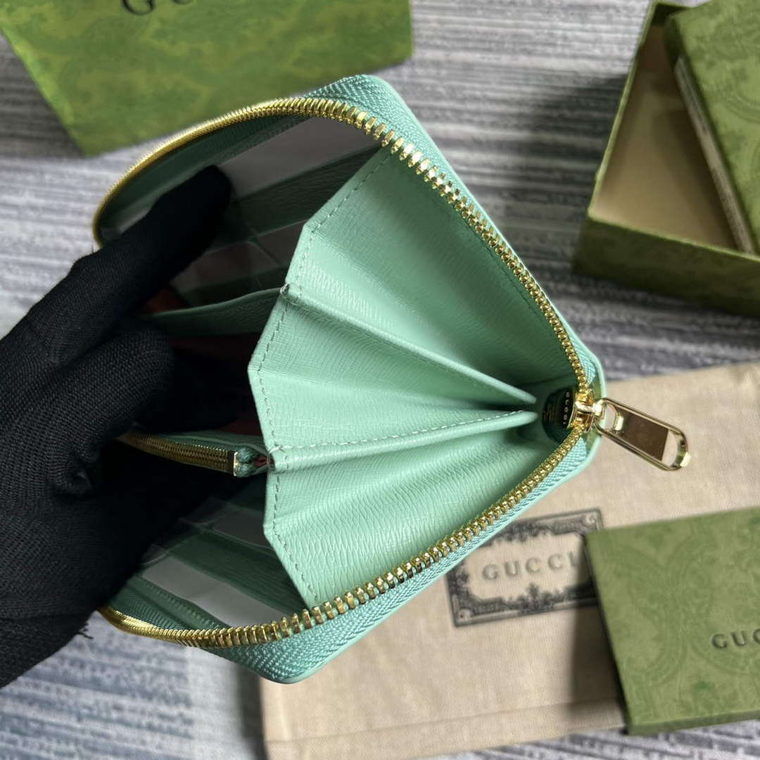 Gucci 772642 Zip Around Wallet With Gucci Script Pale green - Default Title - View 8