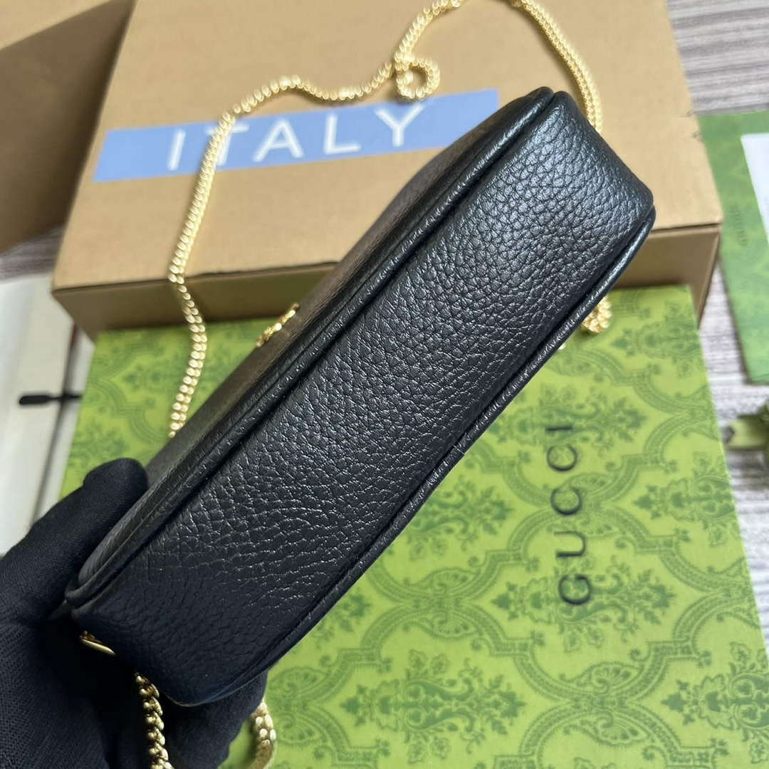 Gucci 772759 GG Marmont Mini Shoulder Bag Black